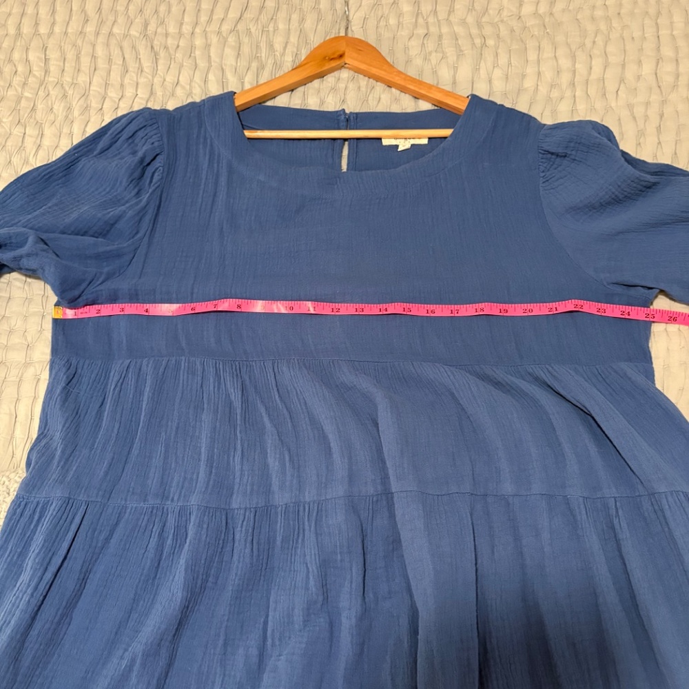 Umgee Blue Raw Ruffle Hem Dress, 1XL - Picture 8 of 11